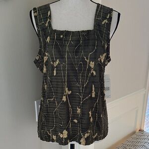 NEW Vintage Pleat Pleat by Rafael Crinkle Sleeveless Top Wide Straps XL